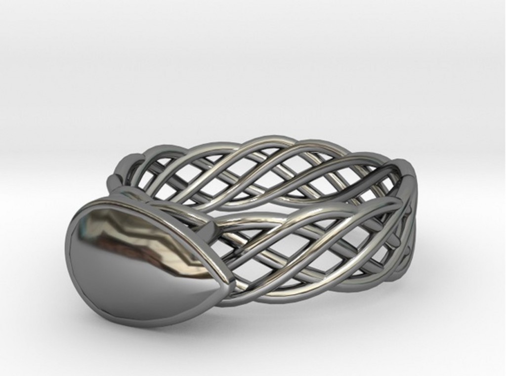 Torus Knot Plus Ring 17.53mm with Pear Gem preview image 1